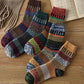 5 Pairs Retro Flower Socks Autumn Winter Ethnic Style Cotton Stockings Thick Thermal Line Diamond Knitted Warm Warm Socks Mid Tube Socks