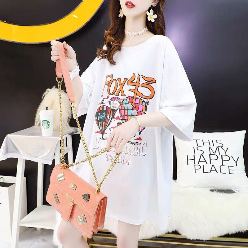 Women's Short-sleeved Short-sleeved Mid-length Loose Round Neck Half-sleeved Tops with Open Back Glittering T-shirts Ladies Casual Loose Long T-shirts