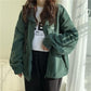 Spring and Autumn Loose All-match Sports Cardigan Hooded Baseball Uniform Sweater Women Coat