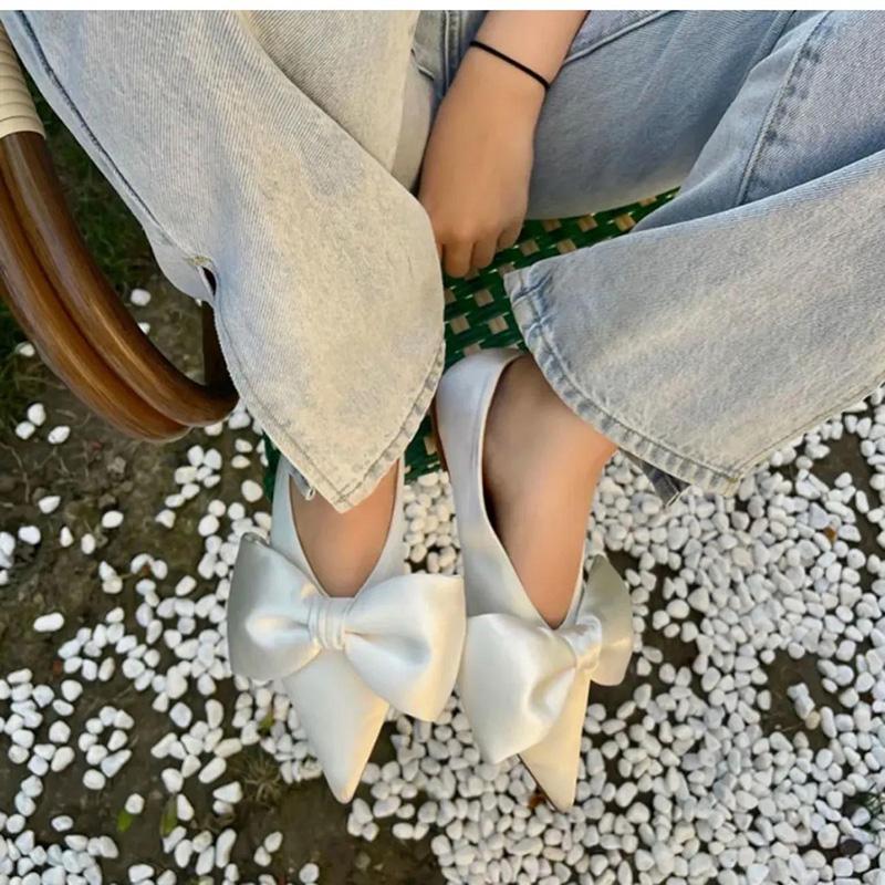Bowknot Flat Shoes Women's Ballet Shoes Elegant Temperament Single Shoes Women
