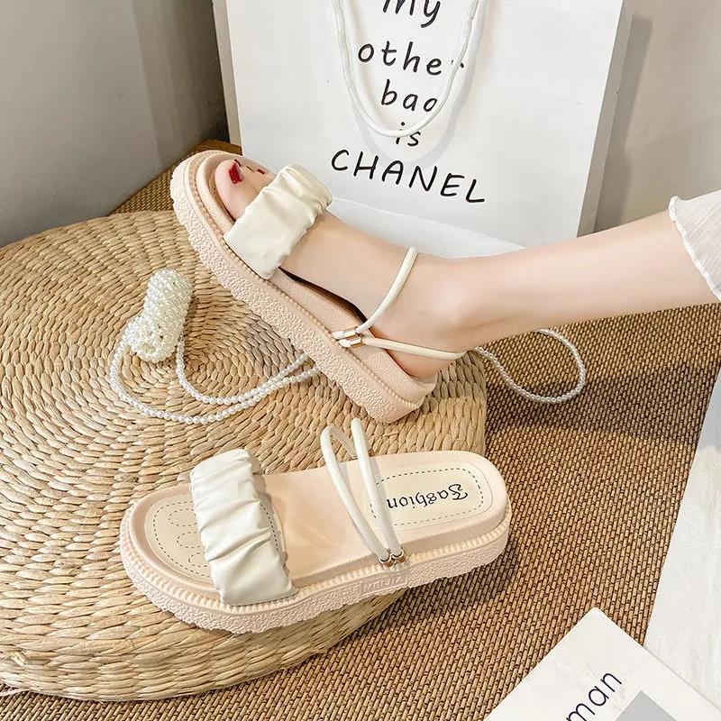 Trifle Platform Sandals Female Summer Fairy Style Student Fashion Roman Flats