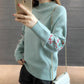 Casual Autumn Winter Turtleneck Sweater Women Embroidery Knitted Sweaters Warm Pullover Sweater