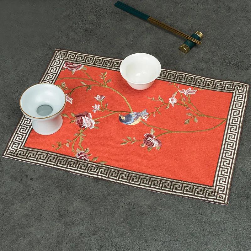 Chinese Style Placemat Insulation Pad Tea Coaster Cotton and Linen Fabric Household Restaurant Table Mat Bowl Mat Tableware Mat