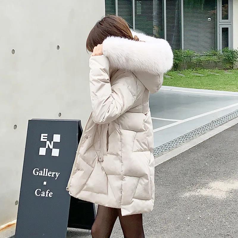 Warm Thicken Ladies Coats Solid Color Mid-length Parka Jackets Women Winter Coats Large Size Cotton Padded Coats