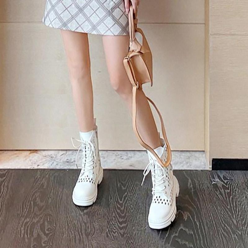 Women's Summer Thin Martin Boots All-match British Style Breathable Single Boots Mesh Cutout Boots