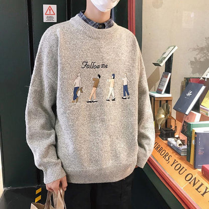 Winter Warm Men Sweater Men Fashion Print Knitted Mens Sweaters Casual Male Slim Fit Pullover