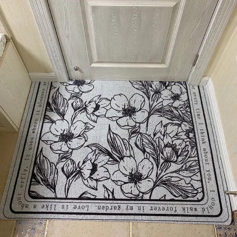 Entrance Door Mats Semi-circular Nordic Entrance Door Silk Loop Non-slip Carpet Entrance Mats Can Be Cut