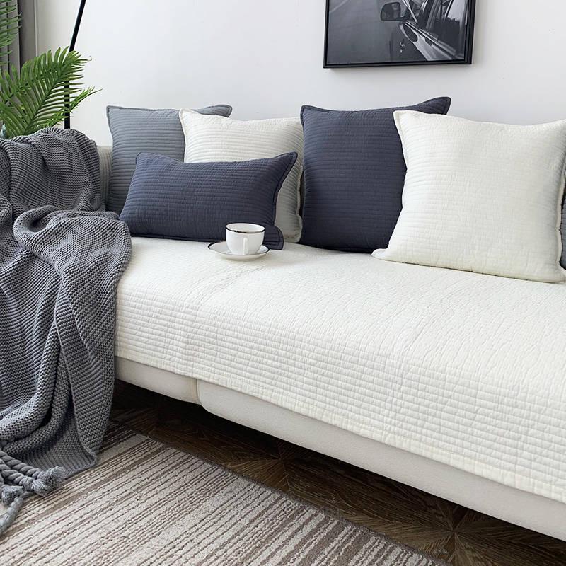 Solid color Sectional Couch Covers Sofa Towel Elegant Linen Cotton Sofa Covers Living Room Slipcover