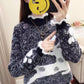 Pofulove non-hair fall and winter Faux mink wool turtleneck sweater Female fungus wear inside and out Ruffle collar sweater