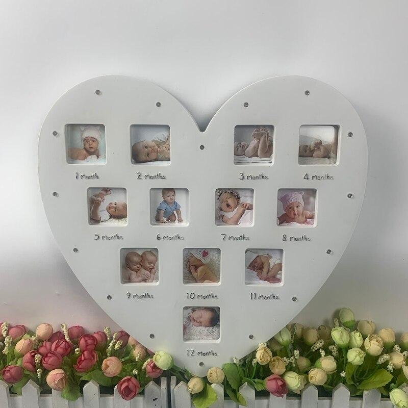 My First Year Baby Keepsake Frame with Light 0-12 Months Pictures Love Heart Photo Frame Commemorative Growth Souvenirs Kids hot
