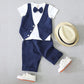 Children's Short-sleeved Suit Baby Dress Boy Suit Summer Vest Two-piece Suit Fake Two-piece Costume
