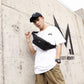 Casual Waist Bag Black Leather Rivet Chest Bag Mobile Phone Bag Outdoor Sports Shoulder Bag