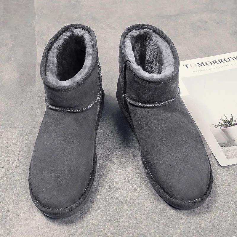 Leather Snow Boots Men's Thick Winter Men's Shoes Snow Cotton Shoes Large Size Anti-skating Shoes