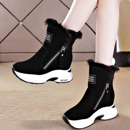 Thick-soled Snow Boots Women's Winter All-match Inner Heightening Women's Shoes Plus Velvet Martin Boots Warm Boots
