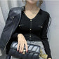 Long-sleeved V-neck Sweater Loose Thin Slim Slim Top All-match Fashion Base Sweater