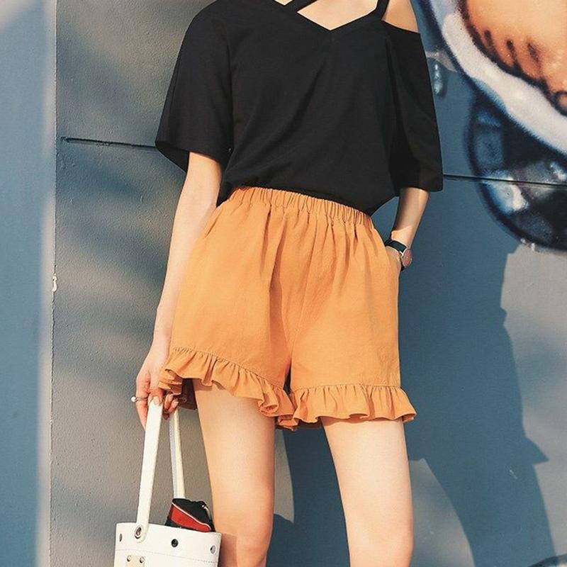 Loose Wide-leg Pants Women's Summer High-waisted Girls Large Size Thin A-line Bottoming Ruffle Shorts Women