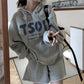 Female Ins Hooded Sweater Student Spring and Autumn Korean Version Loose All-match Coat Letter Printing Long-sleeved Pullover Sweater Coat