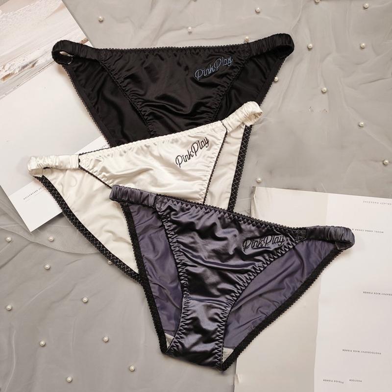 Elastic Ice Silk Female Underwear Low Waist Solid Color Seamless Sexy Panties Briefs Breathable