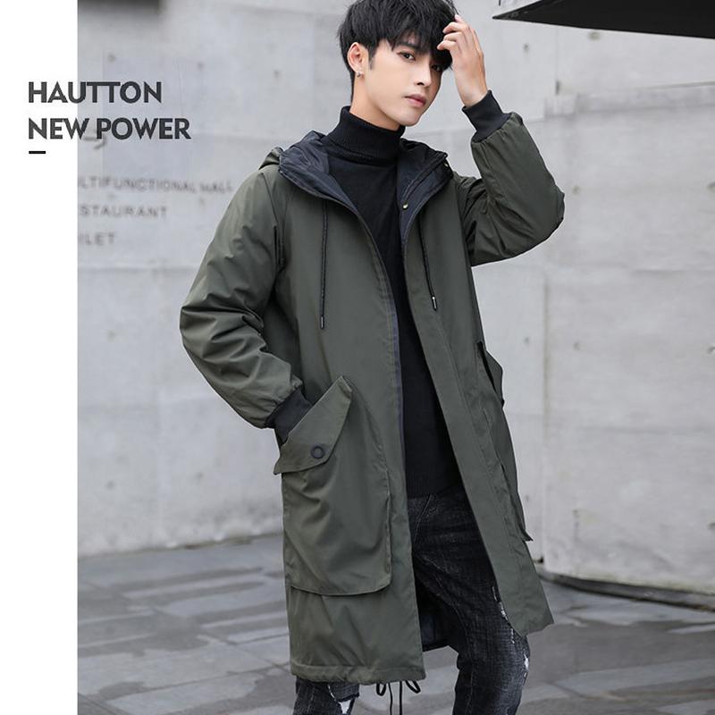 Autumn and Winter Men's Jacket Coat Fashion Trend Mid-length Windbreaker Young Student Men's Shirt