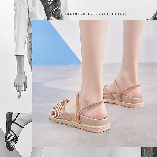 Female Summer Student Sandals Korean Fashion Outer Wear Non-slip Flat Shoes Small Fresh Roman Beach Shoes