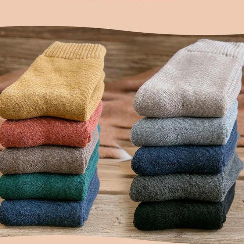 Ten Pairs of Winter Men's Tube Socks Fashion Terry Solid Color Towel Socks Thickened Plus Velvet Warm Socks
