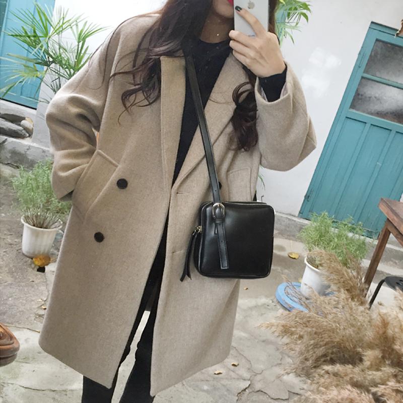 Women Wool Coat Winter Autumn Female Long Sleeve Double Breasted Long Jacket Casual Overcoat