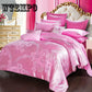 4pcs  Luxury Jacquard Bedding Set King Queen Size Bed Linen Silk Cotton Duvet Cover Bed Sheet Set