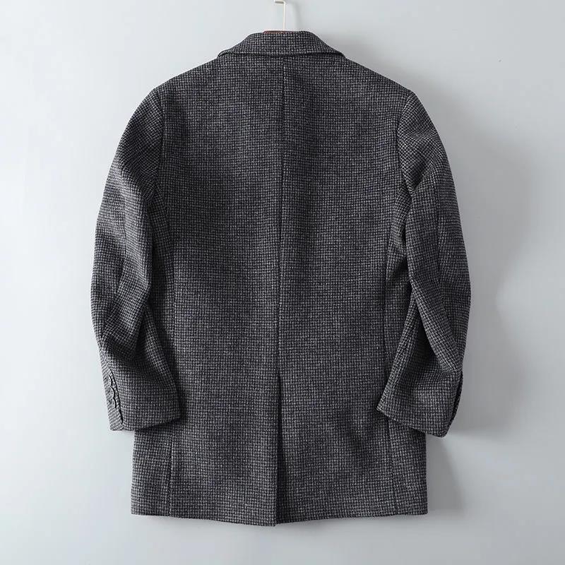 Men's Mid-length Woolen Coat Autumn and Winter Style High-quality Quilted Retro Trendy Coat