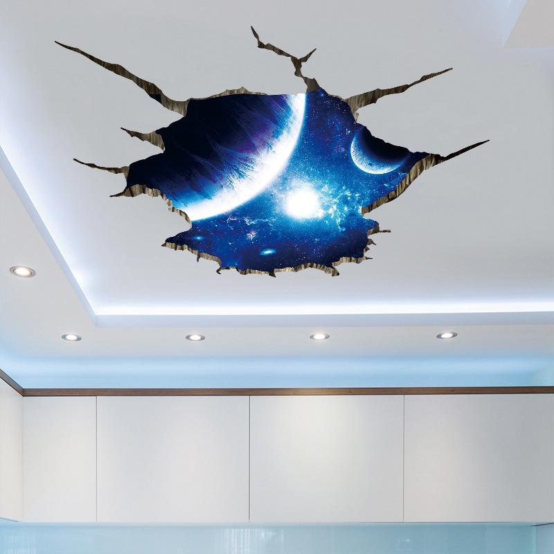 Stereo 3D Space Nebula Background Decoration Removable Stickers waterproof wallpaper
