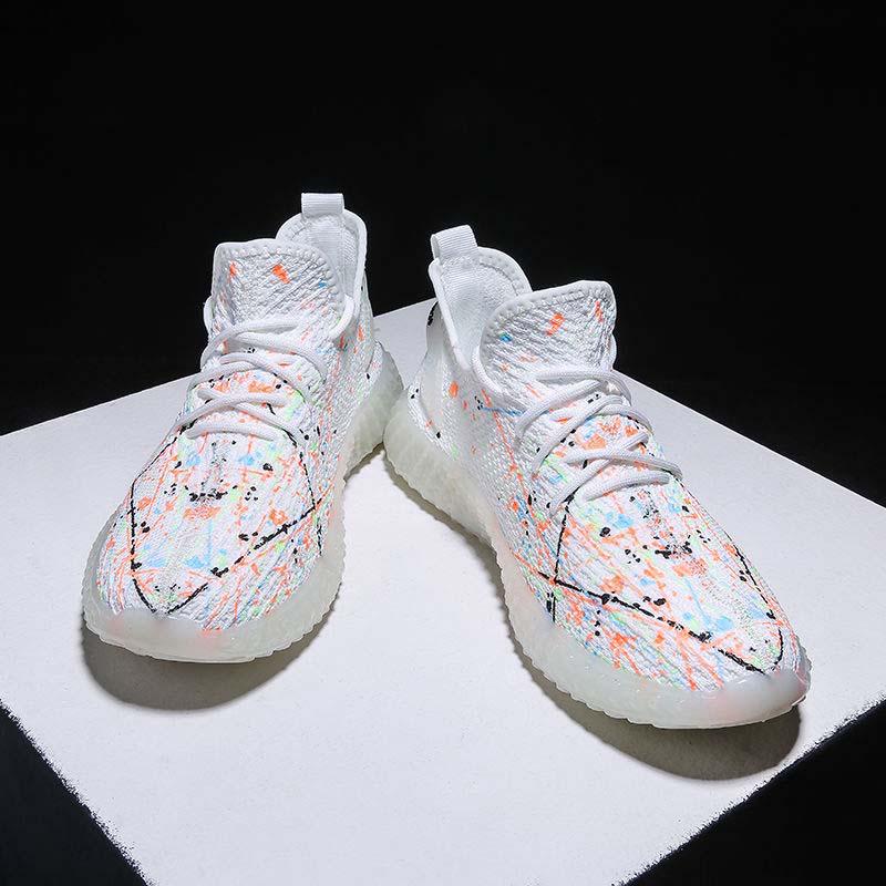 Plus Size 39-44 Men Flying Woven Mesh Sneakers Comfortable Breathable Running Basketball Shoes Students Shockproof Non-slip Gypsophila Shoes