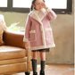 Girls' Winter Coats Big Children's Fur Girls Western Style Coats Mink Fleece Tops Woolen and Velvet Thick Solid Color Cotton Jackets