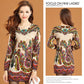 Vintage Printed Cashmere Sweater Women's Mid-length Wool Sweater Bottoming Outer Wear  Plus Size Slim Pullover Sweater Dress