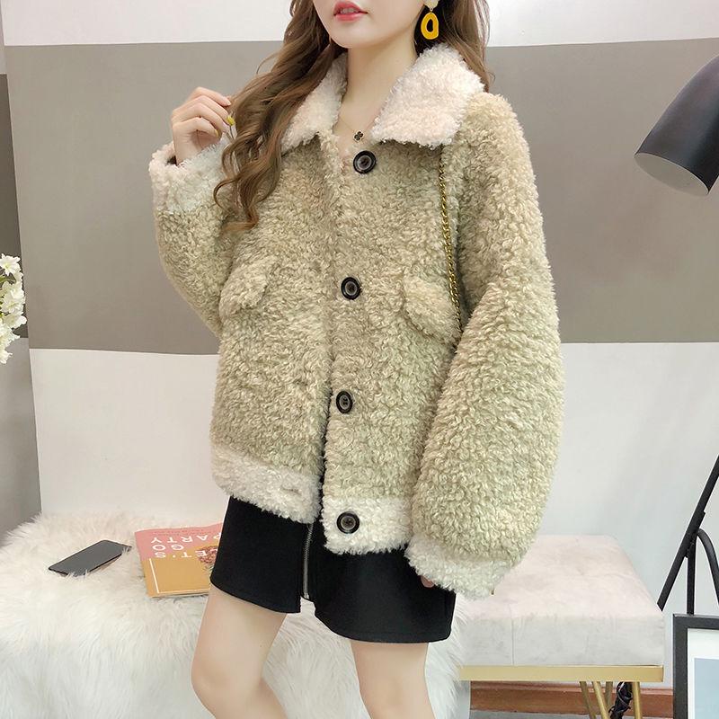 Loose coat autumn and winter sheep shearing coat women fur short section fur one lamb wool