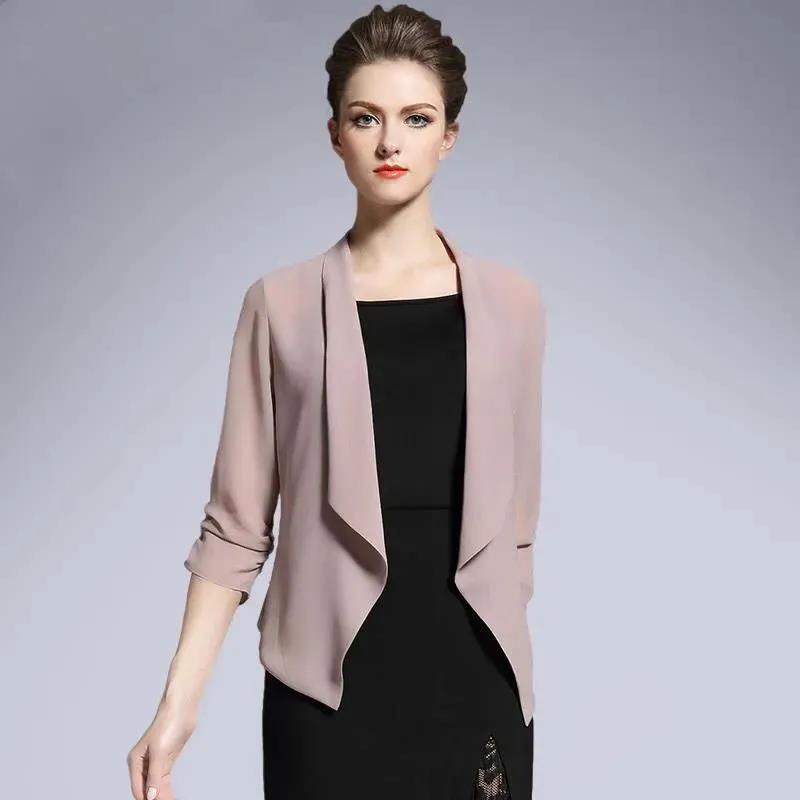 Chiffon Sun Protection Cardigan Thin Shawl Short Coat Ladies Loose Long Sleeve Jacket Lightweight Breathable Top