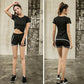 Yoga Clothing Short-sleeved Single Top Women's Running Sports Fitness Clothing Beginners Fabric Soft Sweat-absorbent Clothing Sexy