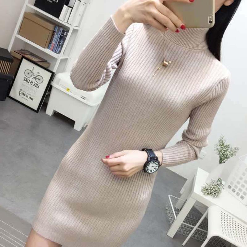 Autumn and Winter Turtleneck Sweater Women Pullover Mid-length Slim-fitting Thick Tight Knit Bottoming Shirt