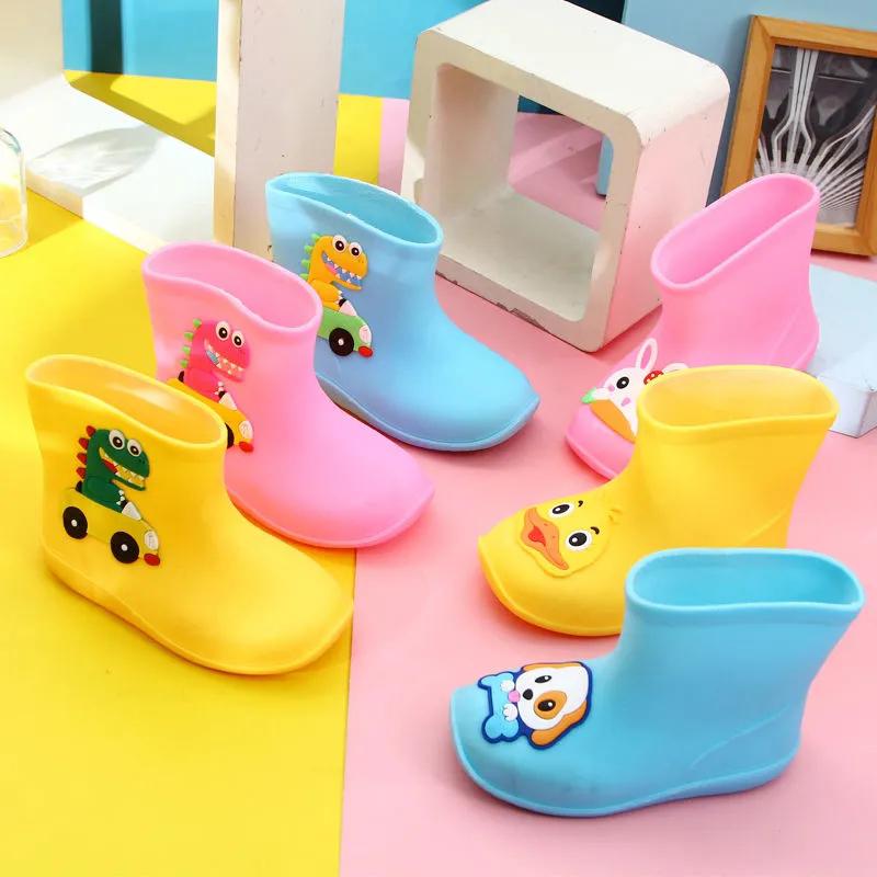 Rain Boots for Kid Plush Warm Winter Rain Shoes Child Cartoon Waterproof Rainboots