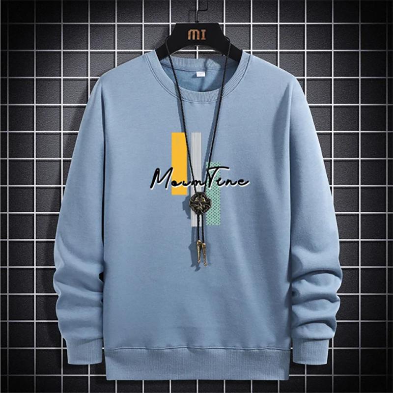 Men's Cotton Sweater Plus Velvet Long-sleeved Sweatshirts Loose Large Size Casual Round Neck Pullover Bottoming Top