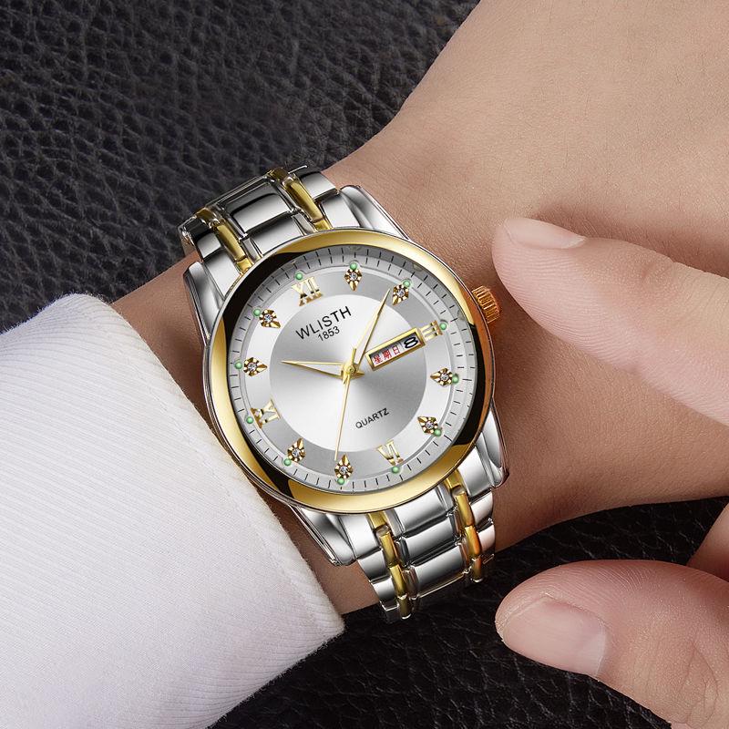 Men Business Fashion All-match Luminous Steel Belt Quartz Wrist Watch