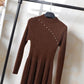 Pofulove Women Turtleneck Warm Pullover Sweater Dress Slim Solid Sweatshirts Knitted Dress Coat