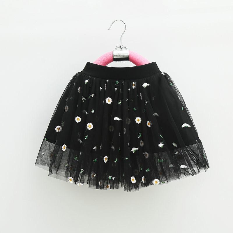 Girl Baby Short Veil Little Daisy Cute and Sweet Printed Embroidery Ruffle Elastic Waist Children's Skirts Princess Tutu A-line Skirt