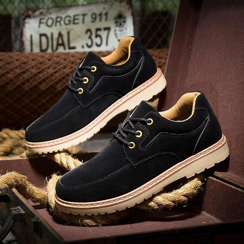 Spring and Autumn Men's Low Top British Shoes Logging Shoes Casual Sneakers Outdoor Workwear Shoes All-match Leather Shoes Men's Shoes