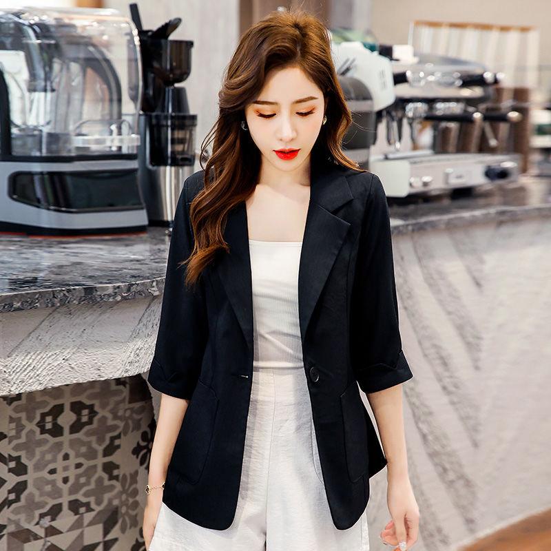 Suit Jacket Female Temperament Spring and Summer Three-quarter Sleeve Thin Shorts Casual Suit Professional Suit Two-piece Casual Suit