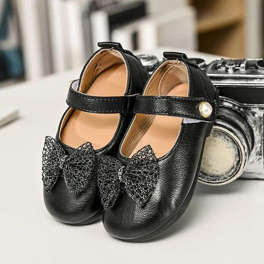 Girls' Small Leather Shoes Spring and Summer Soft Soled Children's Shoes Bowknot Single Shoes Middle Big Girl's Princess Shoes Doudou Shoes