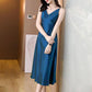 Spring Summer Woman Tank Dress Casual Satin Sexy Camisole Elastic Female Home Beach Dresses V-neck Camis Sexy Dress