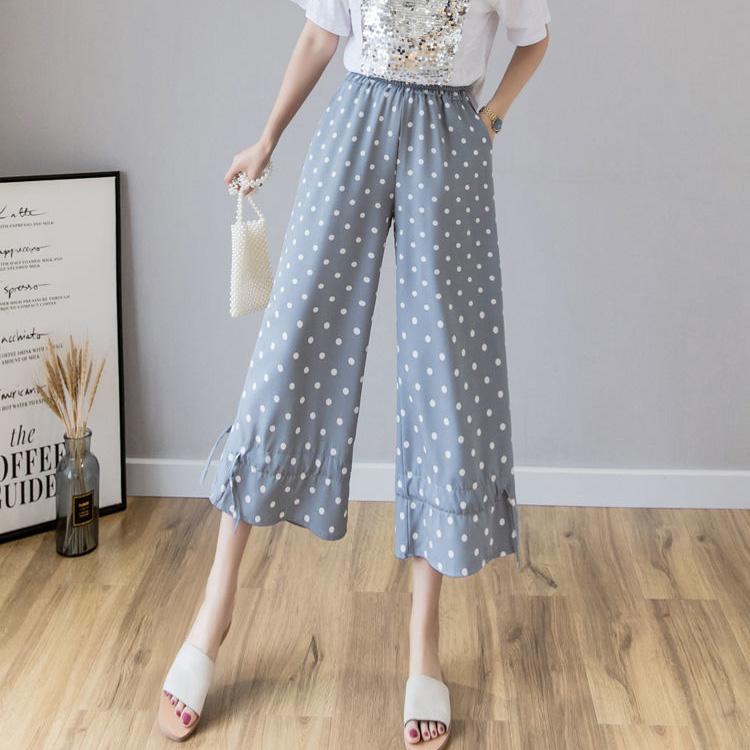 WTEMPO Chiffon Harem Trousers Summer Cool  Thin Women Loose High Waist Wide Leg Straight Trousers Casual Comfortable Office Home Go Out Party