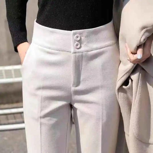 Woolen Pants Women's Tide Ins Autumn and Winter Models High Waist Loose Feet Carrot Pants Nine-point Straight Suit Women's Pants