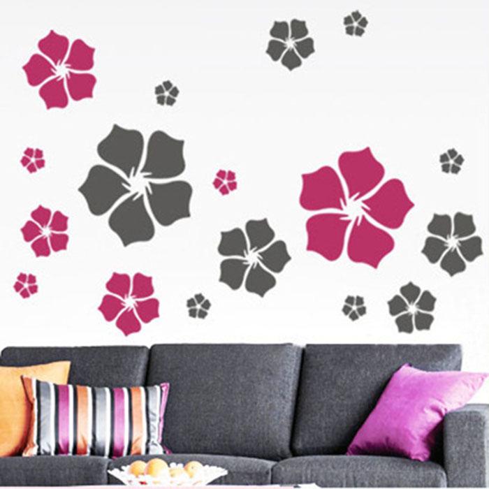 TV background clover flower wall sticker wall flower wall decoration wallpaper cute cartoon murals