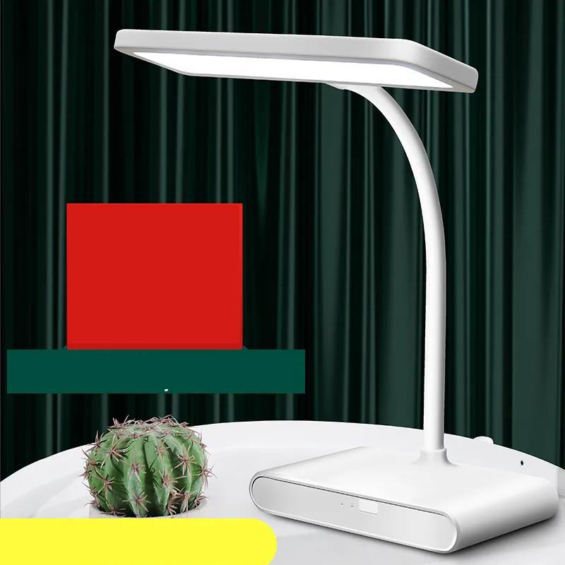 Led Rechargeable Table Lamp Eye Protection Work and Study Dormitory Bedroom Bedside Lamp Eye Protection Plug-in White Simple Table Lamp