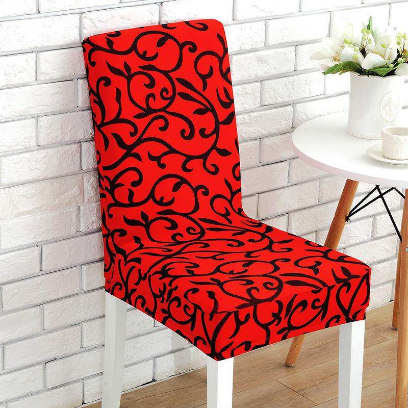 1/2/4/6Pcs Printed  Kitchen Chair Covers Spandex Elastic Stretch Dining  Chiar Cover Anti-dirty Decoration Chair